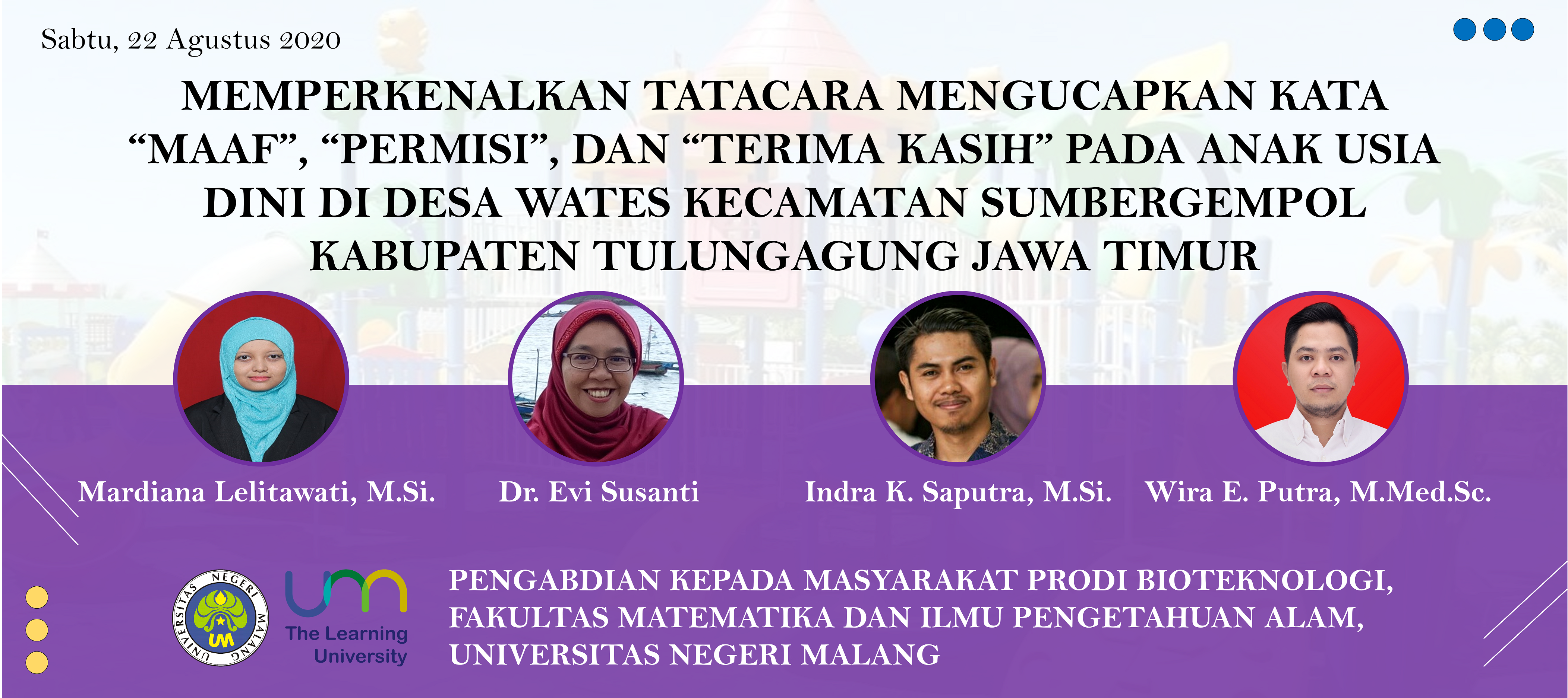 Prodi Bioteknologi Menanamkan Karakter pada anak PAUD dalam Pengabdian Masyarakat
