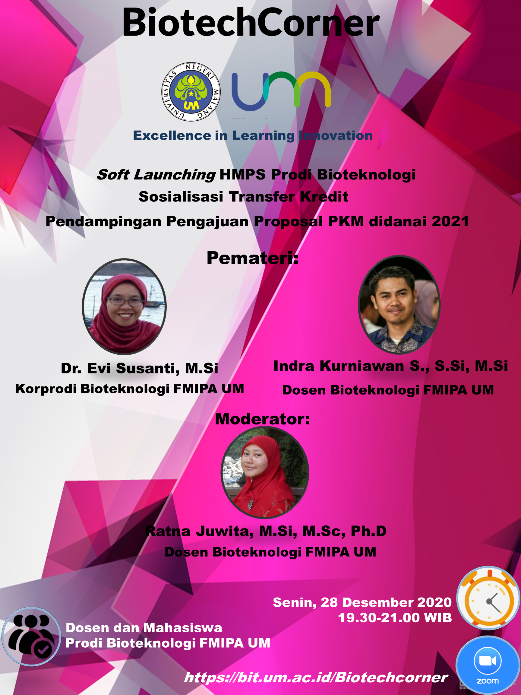 BiotechCorner Desember 2020: Soft Launching HMP, Sosialisasi Transfer Kredit, dan Sosialisasi Pengajuan PKM 2021