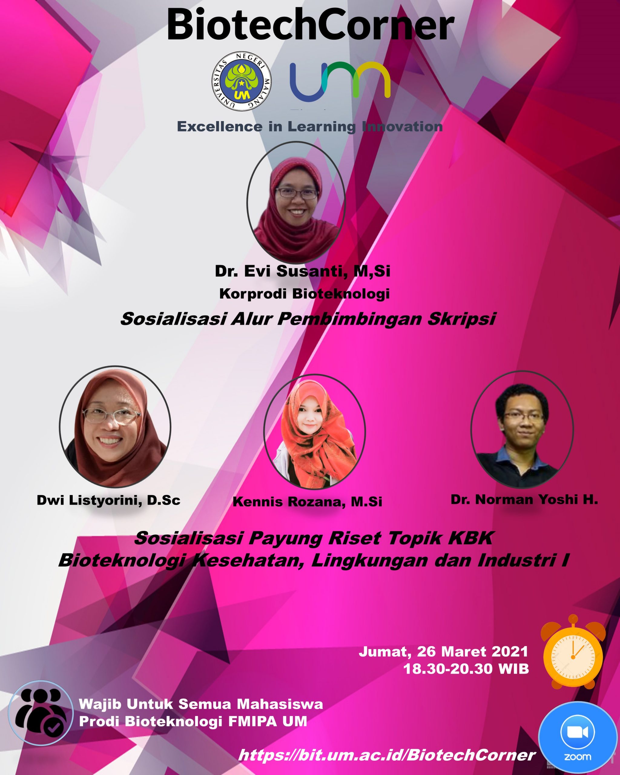 BiotechCorner Maret 2021: Sosialisasi Alur Skripsi dan Payung Penelitian Dosen Seri I