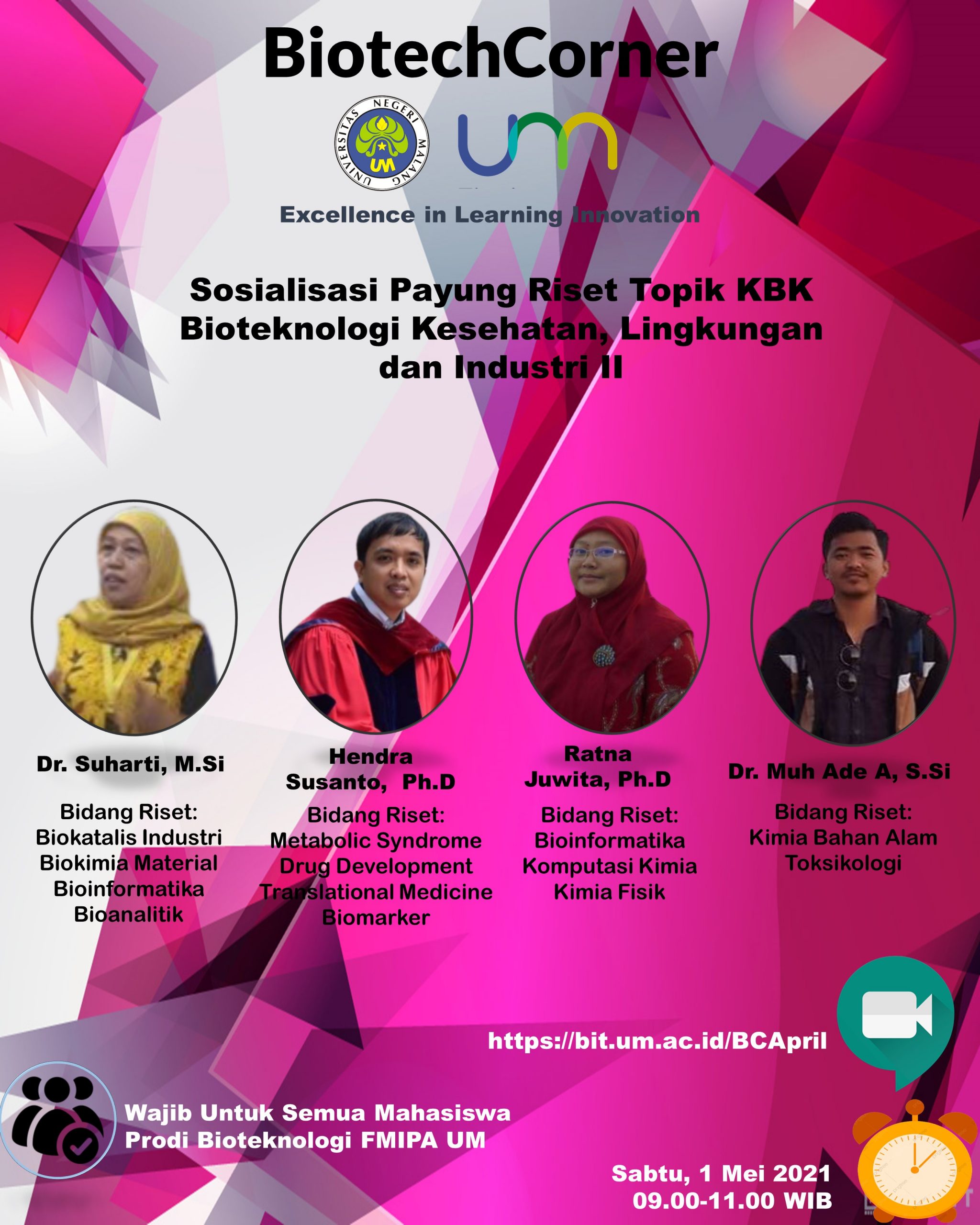 BiotechCorner April 2021: Sosialisasi Payung Penelitian Dosen Seri II