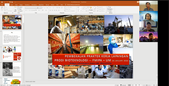 Kegiatan Pembekalan PKL bagi Mahasiswa MBKM Magang Industri Mahasiswa S1 Bioteknologi FMIPA UM Angakatan 2019
