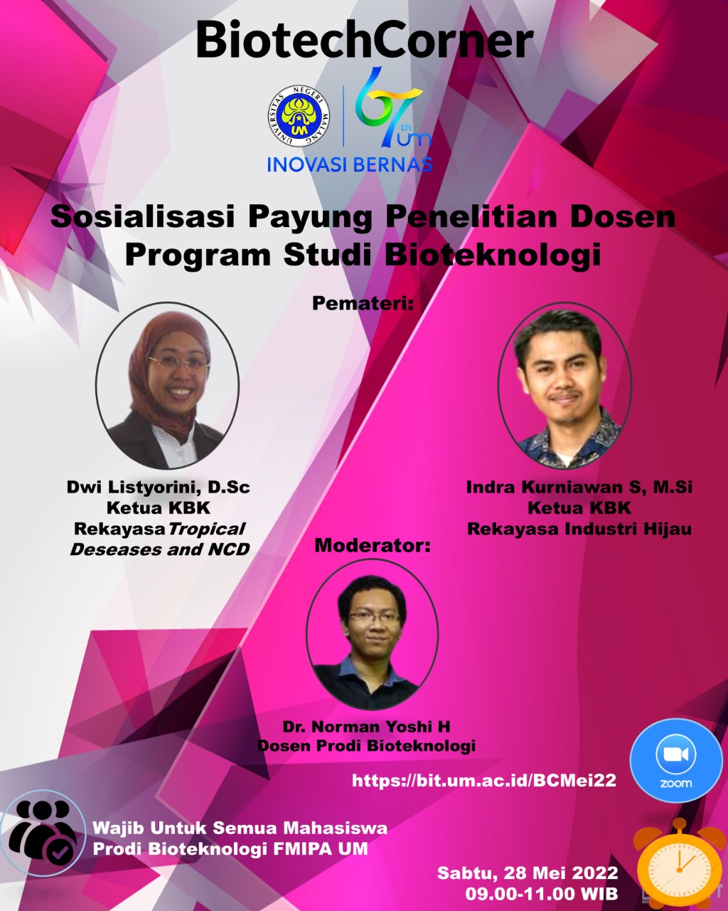 Biotech Corner Mei 2022 Sosialisasi Payung Penelitian Dosen Program Studi Bioteknologi