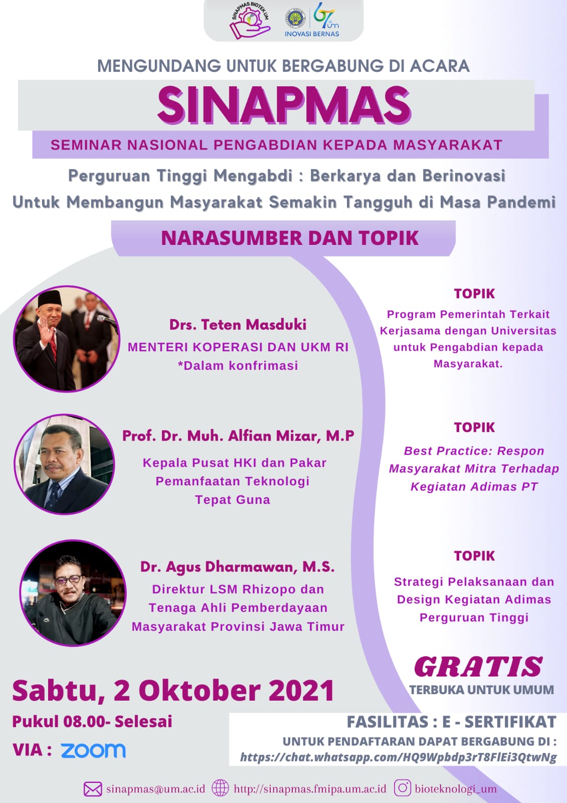 Prodi Bioteknologi UM Turut Memperkuat Pengabdian Masyarakat Melalui Seminar Kegiatan Pengabdian Masyarakat