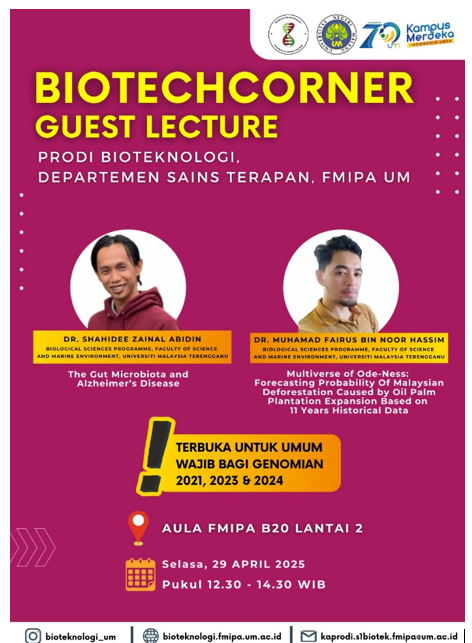 BIOTECHCORNER Guest Lecture: FMIPA UM Perkuat Wawasan Global Mahasiswa Bioteknologi melalui Kolaborasi Internasional dengan Universiti Malaysia Terengganu